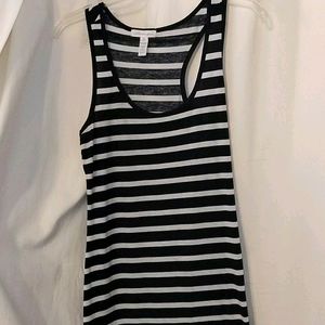 Floor Length black and white striped maxi dress